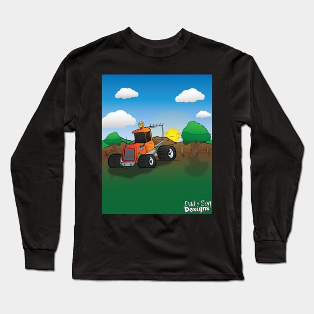 Orange Hunting Truck Cartoon Long Sleeve T-Shirt by Dad n Son Designs